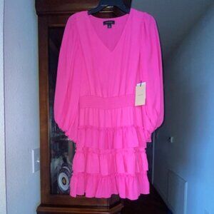 Pink Summer Chiffon Midi Dress - New with tags